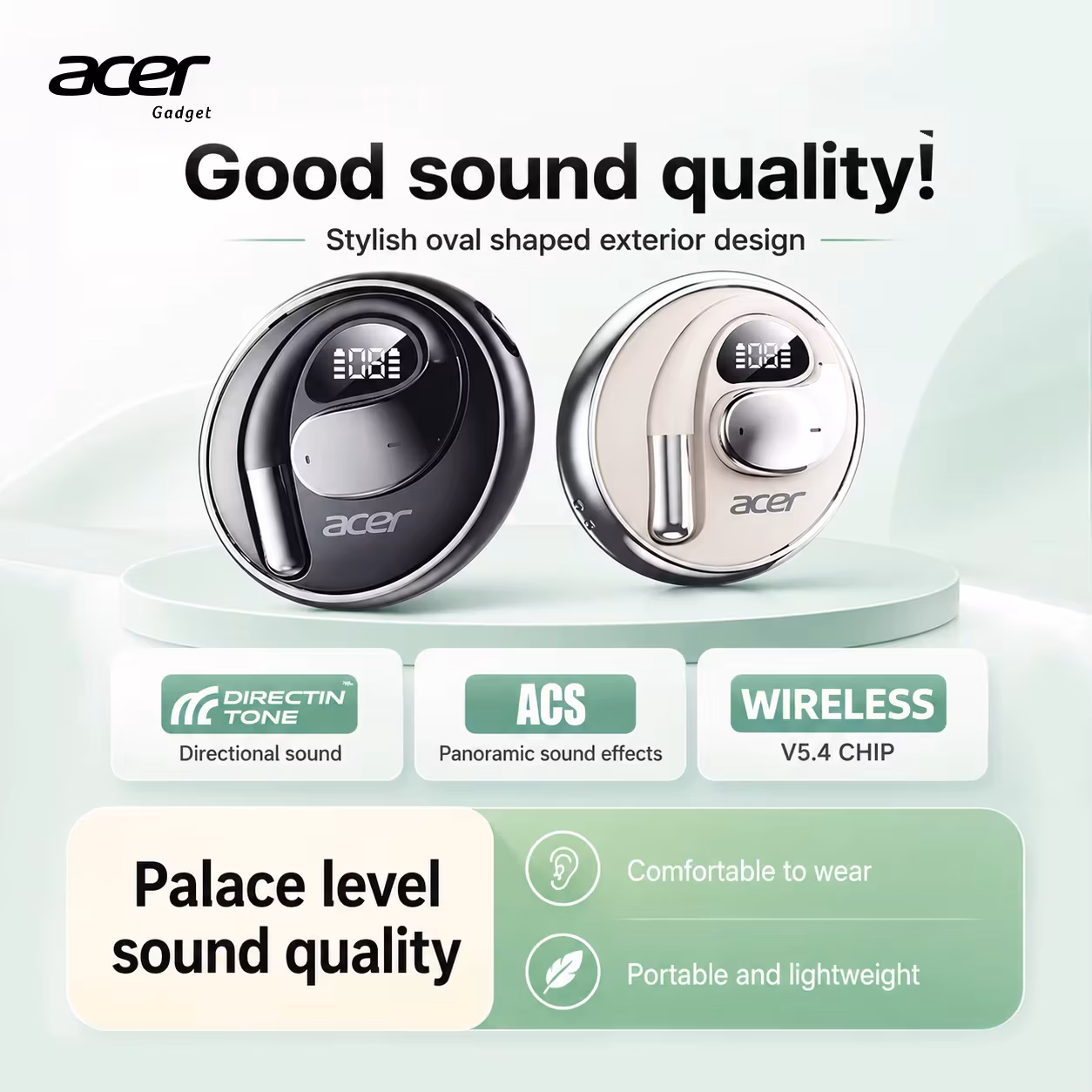Acer OHR550 In-Ear Tws Bluetooth Earbuds, Clear Call Noise Cancellation, Comfort Fit for Sports Running Students Daily