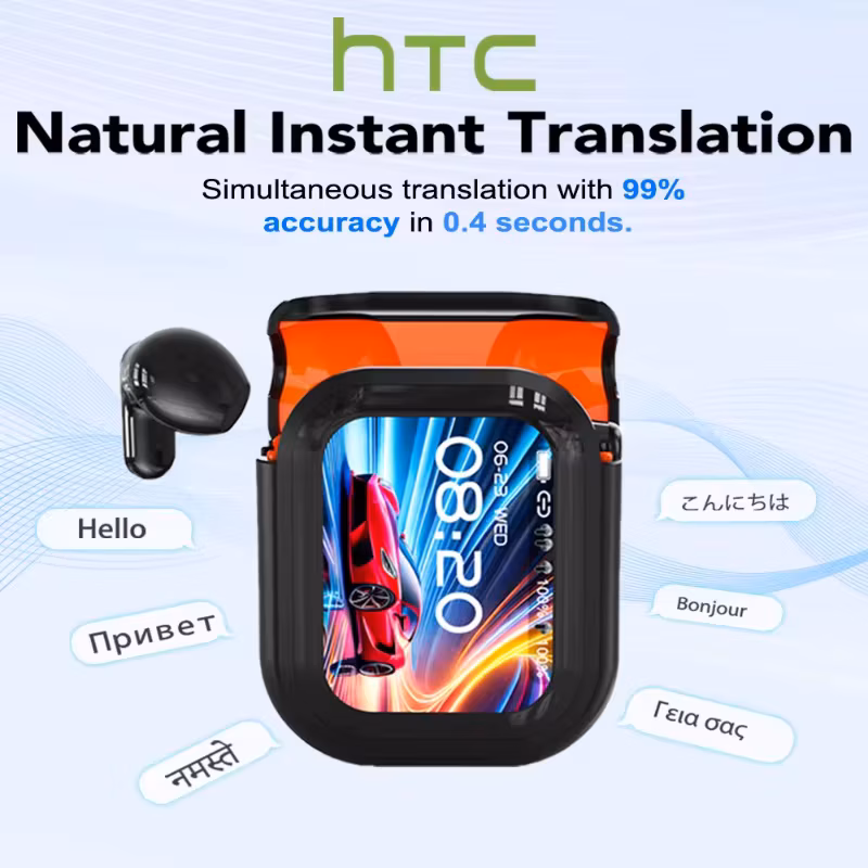 Translator Htc NE20 Bluetooth 6.0 Wireless Headphones Translation Earphones IPX4 Waterproof Rating Long Battery Life