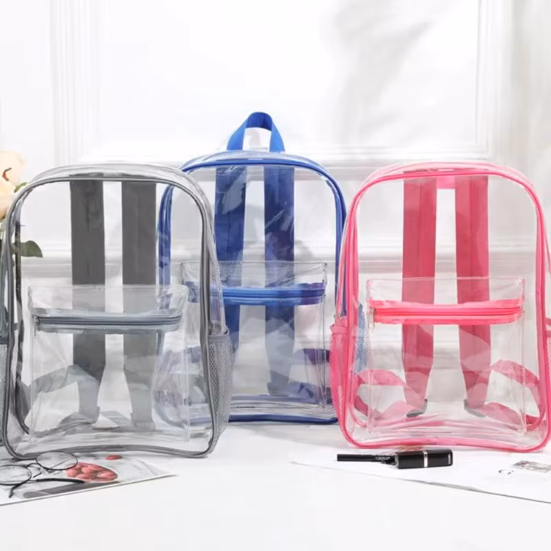 Transparent Pvc Backpack Outdoor Sports Fitness Knapsack Large Capacity Waterproof Travel Bag For School And Gym Visible Design