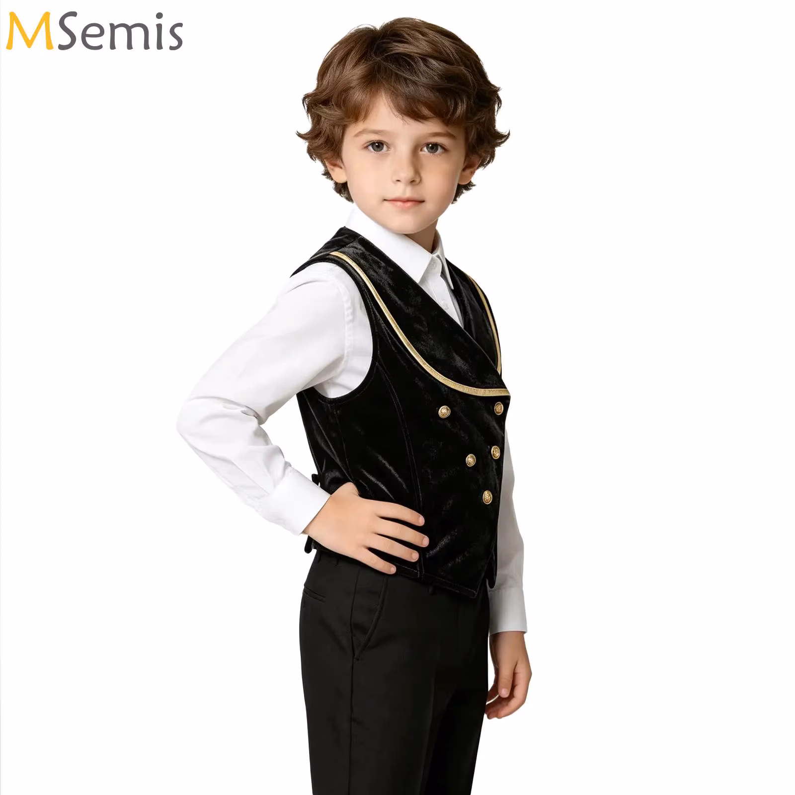 Children Boys Medieval Renaissance Victorian Velvet Vest Steampunk Gothic Tailcoat Halloween Carnival Vampire Cosplay Costume