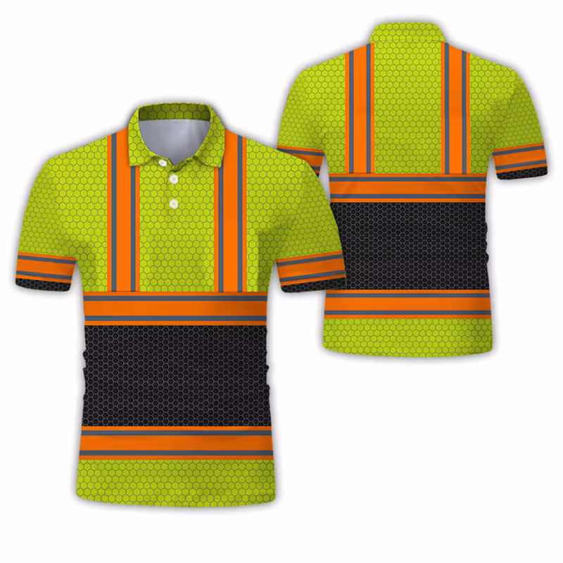Project Work Uniforms Excavator 3D Printed Oversized Man Polo Shirt Short Sleeve Tee Breathable Uniform Workwear Safety Tops