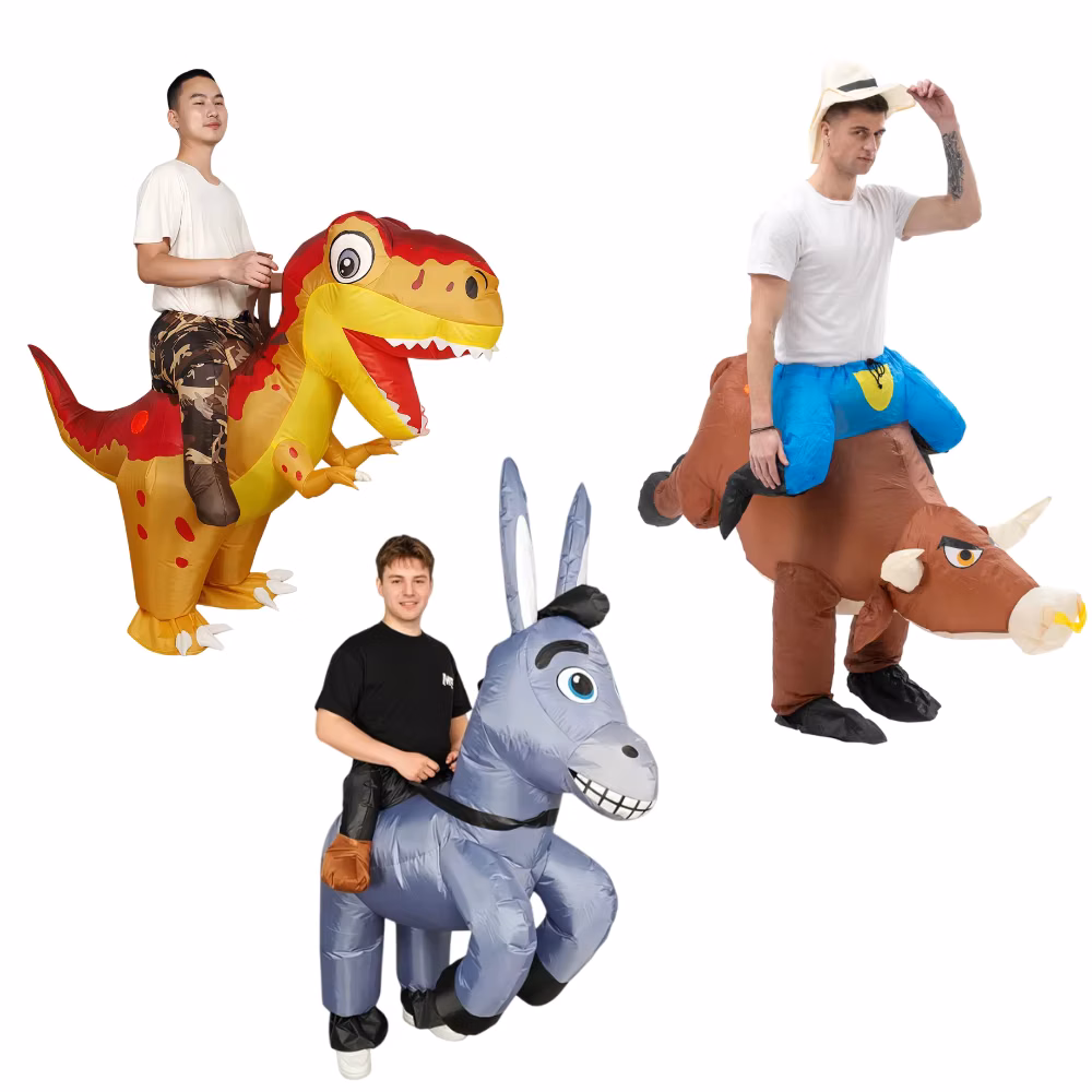 Adult Inflatable Ride‑On Costume, Dinosaur Donkey Bull Rider Blow‑Up Fancy Dress Suit For Halloween Carnival Cosplay Party Perfo