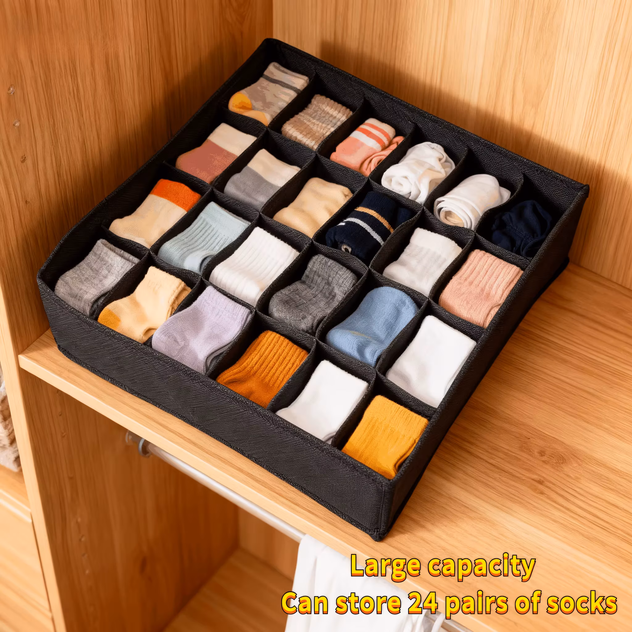 4-Pack Underwear & Bra Organizer – Multi-Layer Drawer Divider for Socks, Ties – Black
