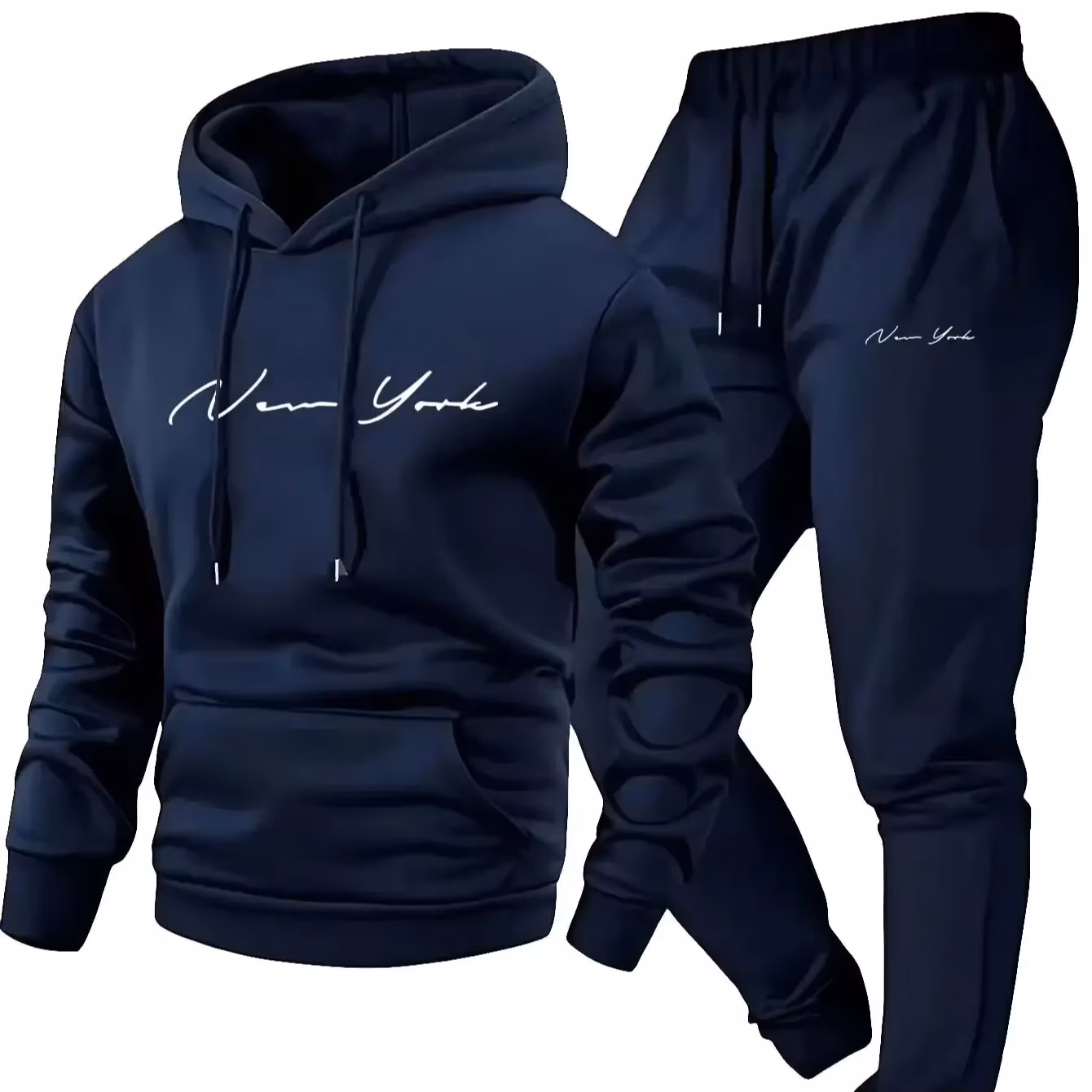 Men's Soft Hooded Sweatshirt Sweatpants Set Comfortable Athletic Wear All Seasons Tracksuit Hip Hop Streetwear Fleece Hoodies Se
