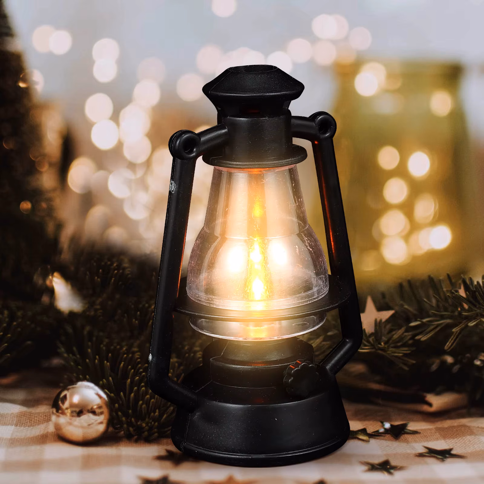 4Pcs Led Lamp Decor Retro Handheld Miniature Lantern Light for Xmas Halloween Party Home Office Decoration Art Gift