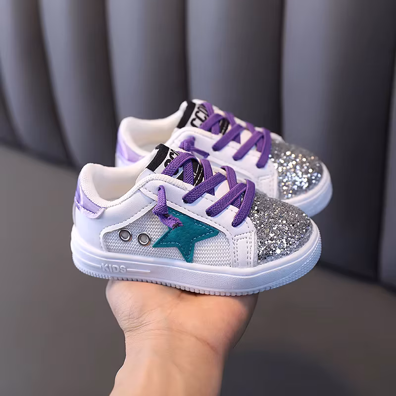Kids Sneakers Spring Girls Fashion Glittering and Antiskid Children Chunky Sneakers Baby Shoes Casual Sport Running Sneaker