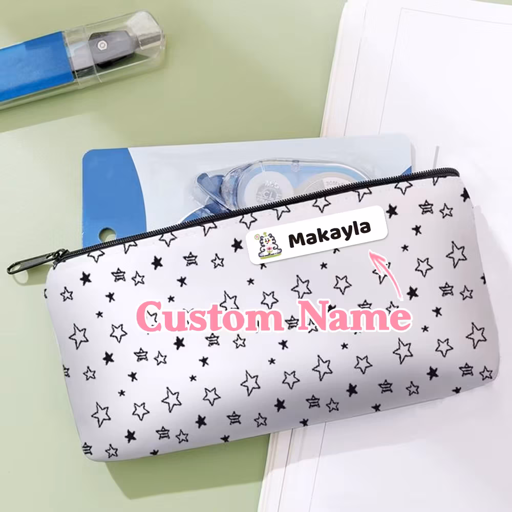 Custom Linear Dog Name Sticker,Transparent Waterproof Stickers for Kids,diy Name Labels for School Bag Bottles Box Mug Uniform