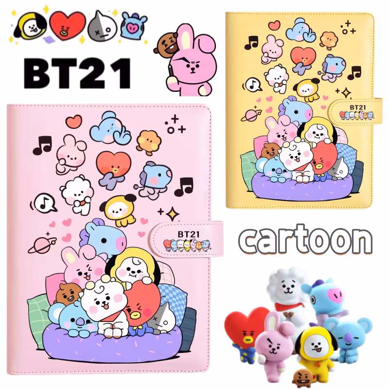 Creative BT21 Notebook, Cute Cartoon High-Value Fashionable Personality, Student Diary with Horizontal Lines, Gift, Journal