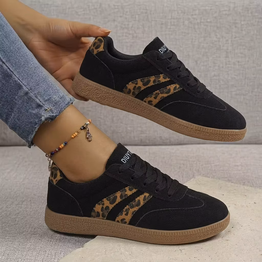 Summer Leopard Print Striped Women's Shoes Size 35-44 Fashion Couple Thick-Soled Trendy Student Running Outdoor Sports Casual Shoes