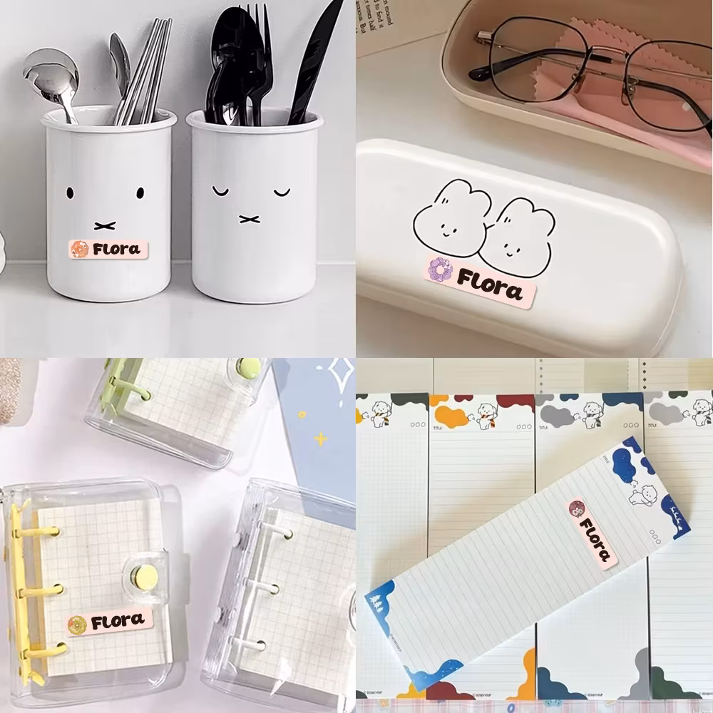 Custom Korean style Name Sticker,Transparent Waterproof Stickers for Kids,diy Name Labels for School Bag Bottles Pen Box Uniform