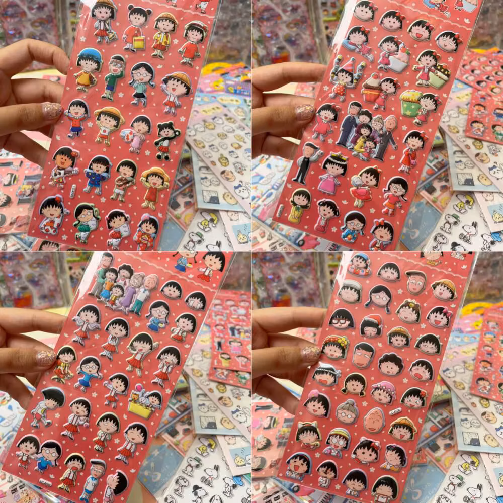 Chibi Maruko-Chan Three-Dimensional Bubble Cotton Sticker Desktop Decoration Diy Notebook Pencil Case Camera Girl Birthday Gift