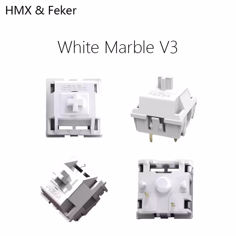 Hmx Feker White Marble V3 swap mechanical keyboard accessories Switch 5 Pin Hifi Linear Factory lubrication Gaming Switches
