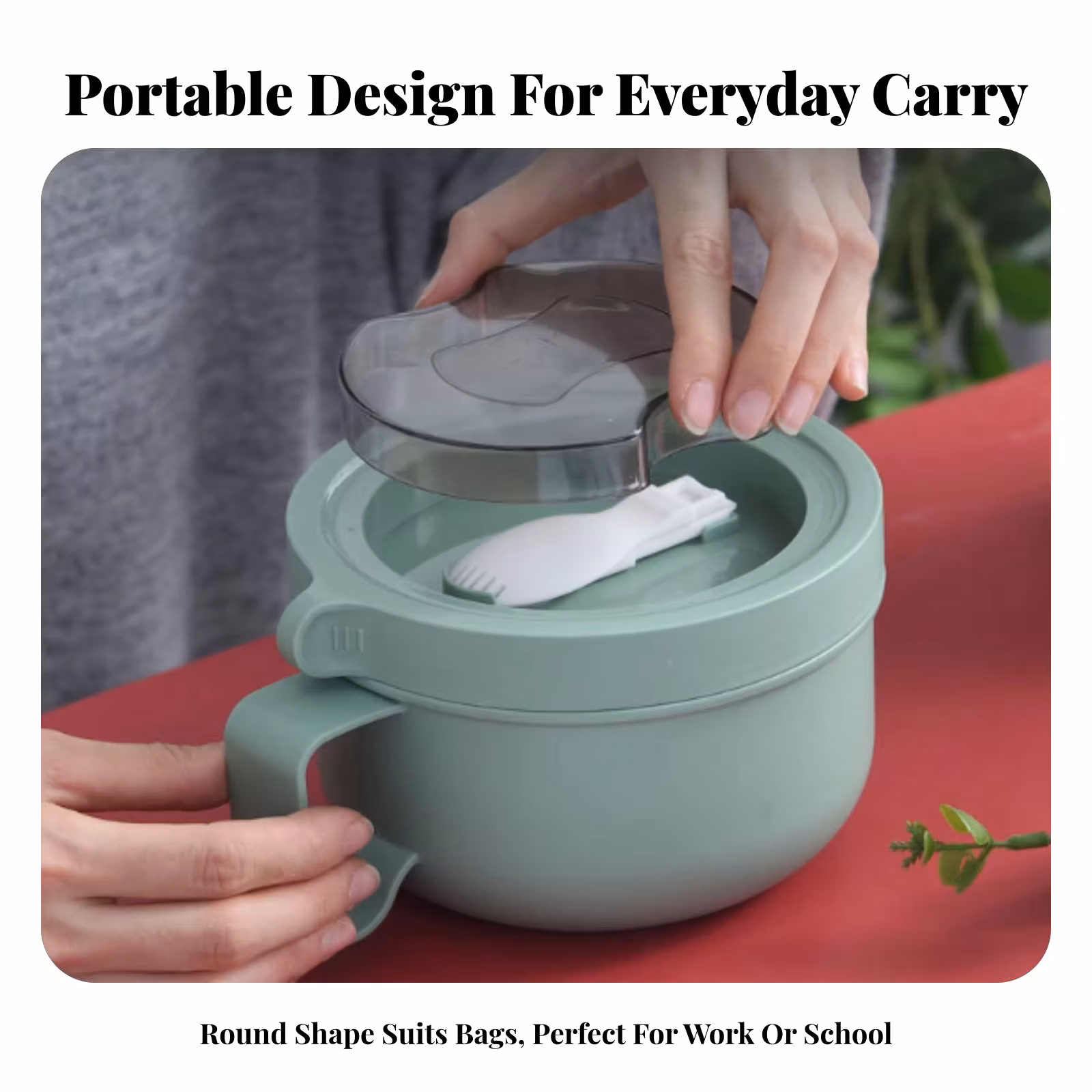 Instant Pasta Bowl, 304 Stainless Steel Lunch Box, Insulated, Portable Round Bento for Office, Student