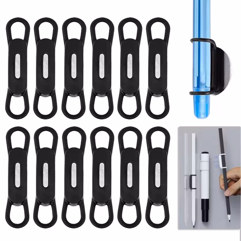 6Pcs Magnetic Pen Pencil Holder Silicone Adjustable Stand For Desk Refrigerator Whiteboards Office Desktop Marker Organizer Kit