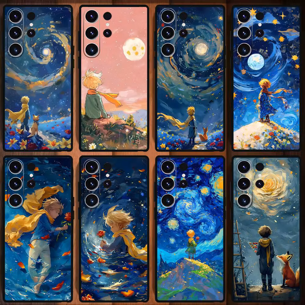 Anime The Little Prince Phone Case For Samsung Galaxy S25 S24 S23 S22 S21 S20 Plus Ultra Note20 Soft Black