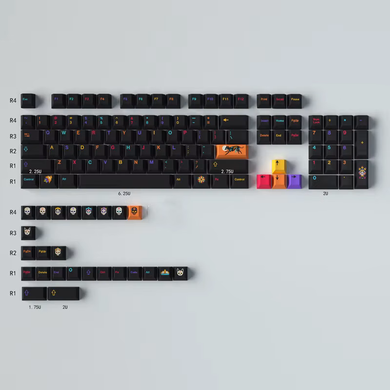 Gmk Mictlan 129 Keys Pbt Keycap Dye-Sub Cherry Profile Keycaps For 61/64/68/75/84/87/96/104/108 Etc Mechanical Keyboard