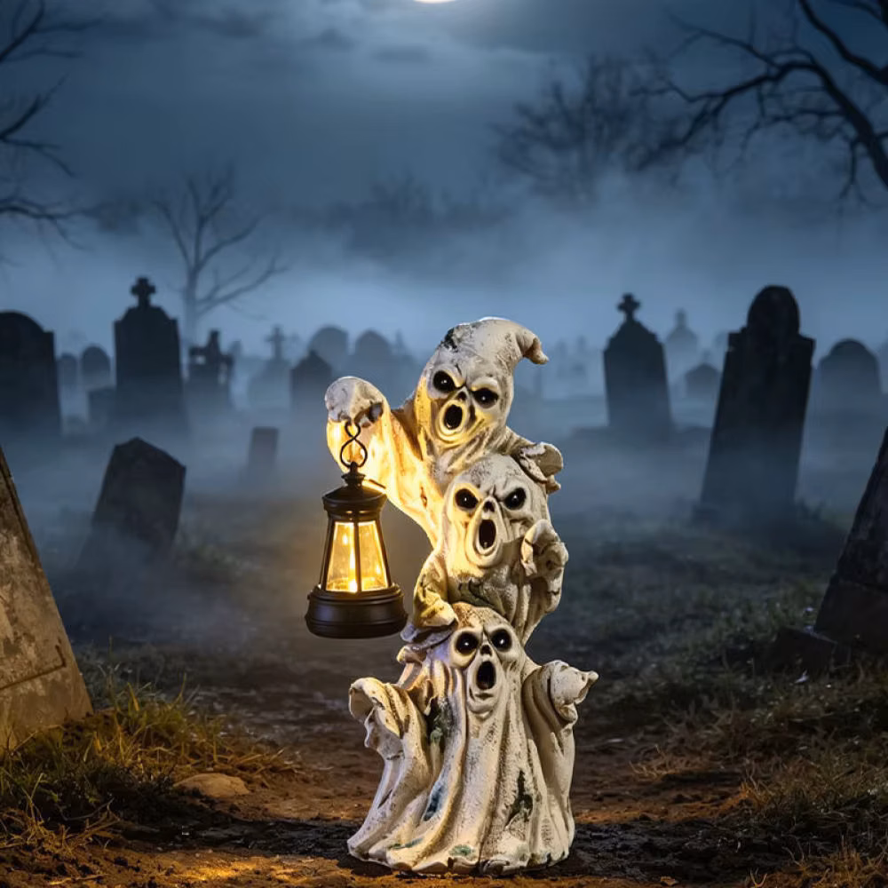 Outdoor Led Solar Ghost Figurine Decoration Halloween Garden Statue Waterproof Light For Yard Patio Lawn Ornament