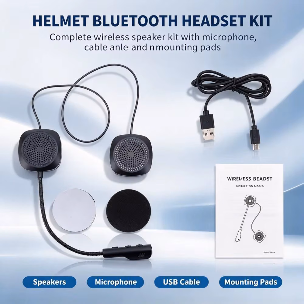 Motorbike Riding Bluetooth Helmet Headset Hands‑Free Call Stereo Speaker With Microphone Voice Assistant Helmet Accessory