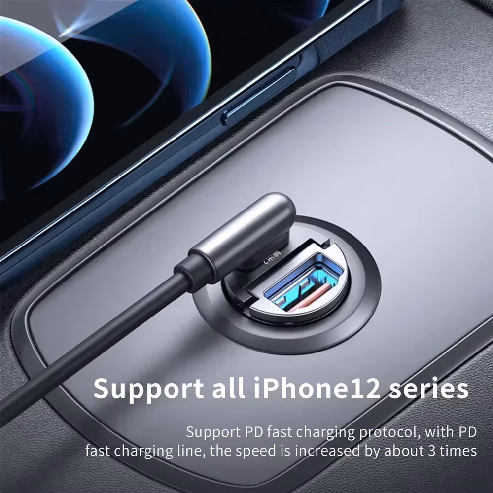 200W Car Dual Port Mini Usb Charger Ultra Charging Cigarette Lighter Socket Aluminum Cell Phone Charging Adapter