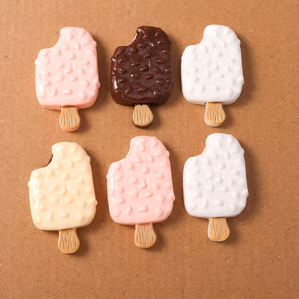 4pcs Simulation Food Ice Cream Charms Flatback Cabochon Embellishments Diy Scrapbooking for Girls Hairpin Brooch Hair Bows
