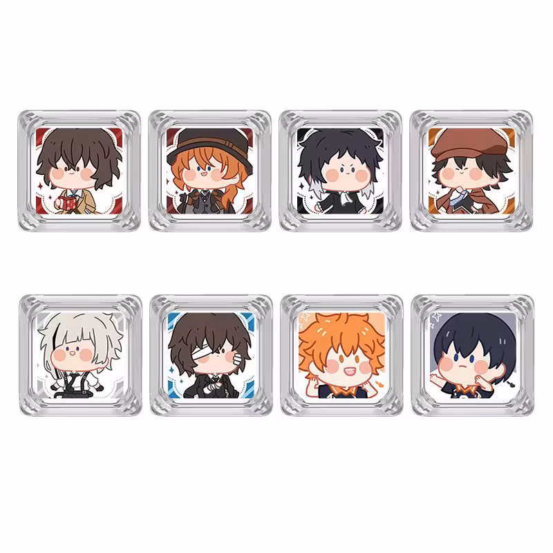 Bungo Stray Dogs emoji transparent light-transmitting keycaps cross-axis mechanical keyboard keycap set square PC keycaps
