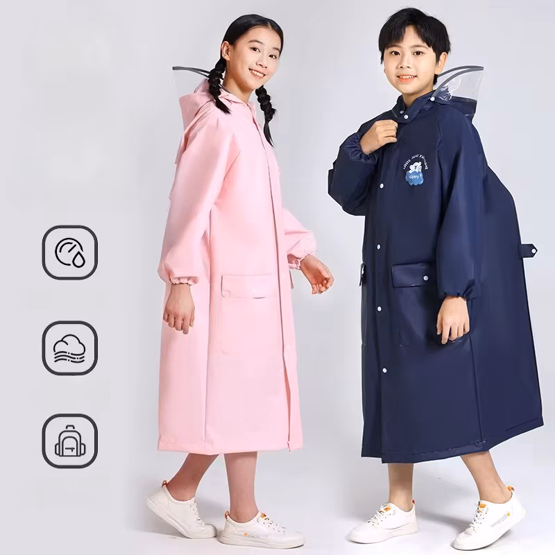 Children Raincoat for Boy and Girl Primary School Students Riding Poncho Full Body Waterproof Rain Jacket Tour Camping Rain Coat