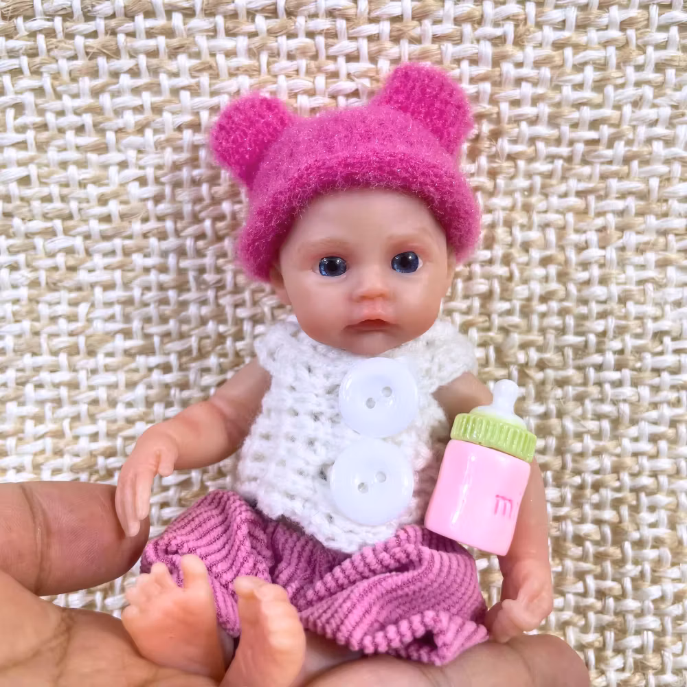 6 Inch 15CM Full Solid Silicone Reborn Baby Meadow Doll Girl Washable Body Lifelike Soft Body Micro Preemie Christmas Gift