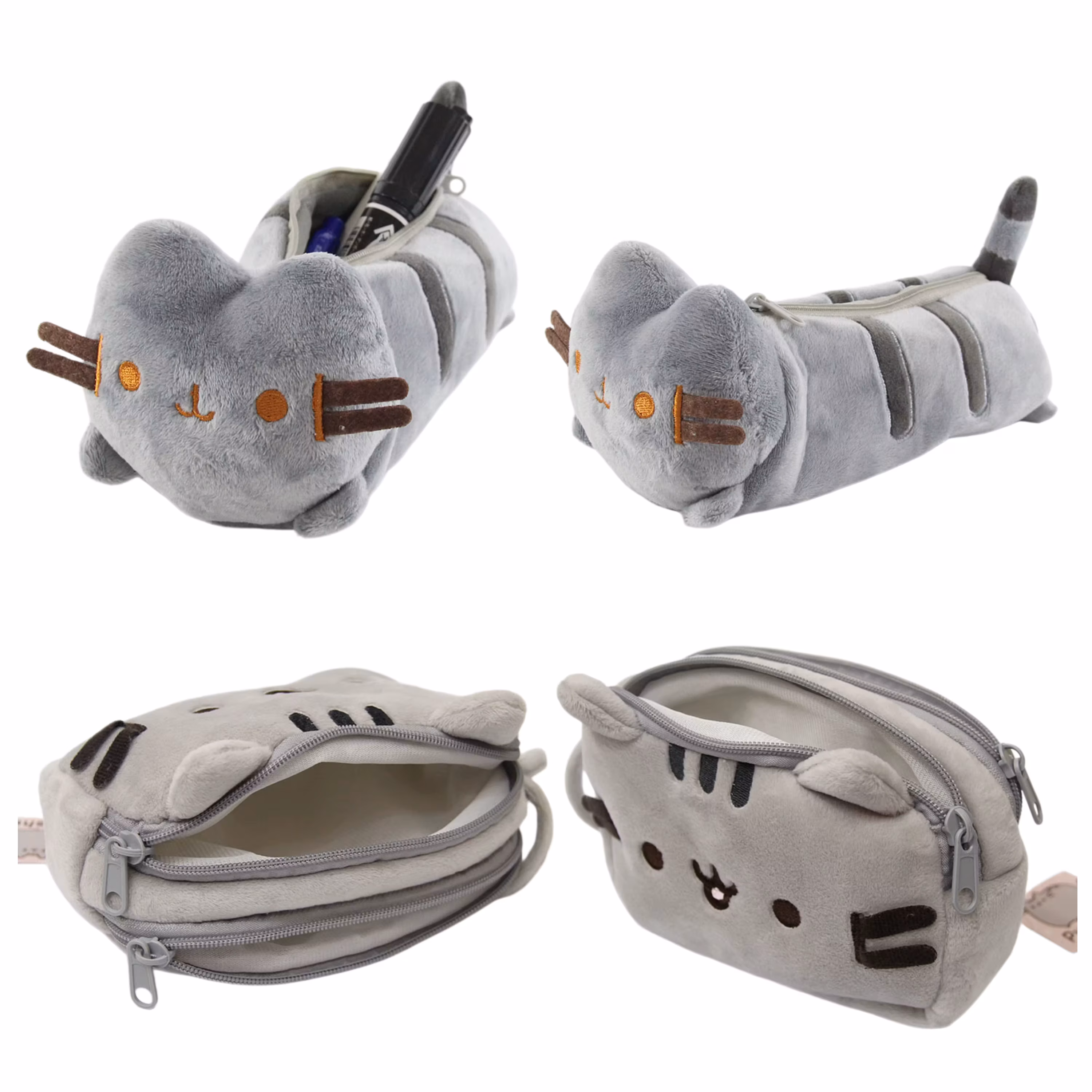 Cute Pusheen Pencil Case Cartoon Fat Cat Large Capacity Student Stationery Storage Pouch Multi Purpose Travel Cosmetic Bag Gifts