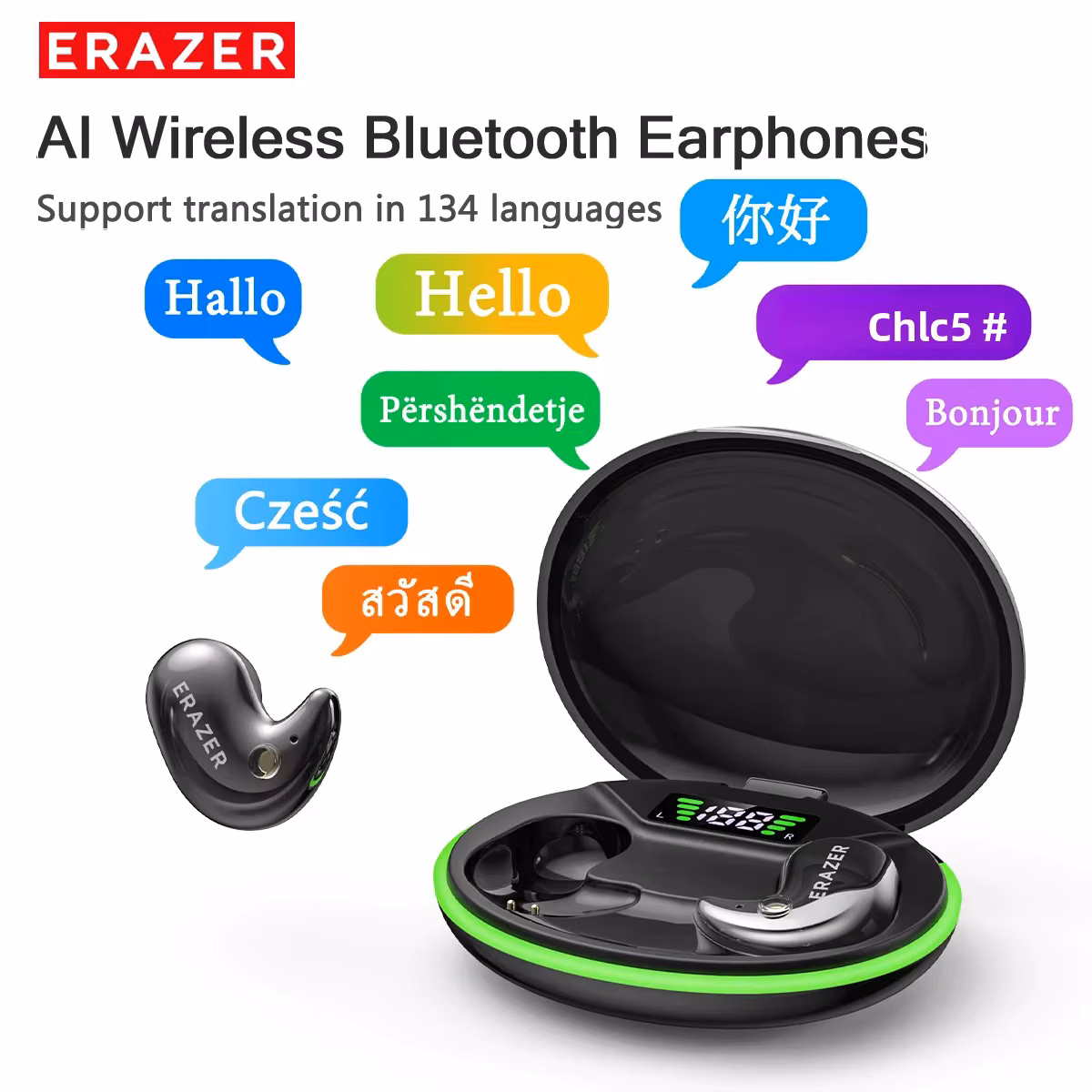 Earzer XF58 In-Ear Bluetooth Headphones With Microphone Translator Earphones Tws Sport Wireless Earbuds Comfort Ultra-thin MP3