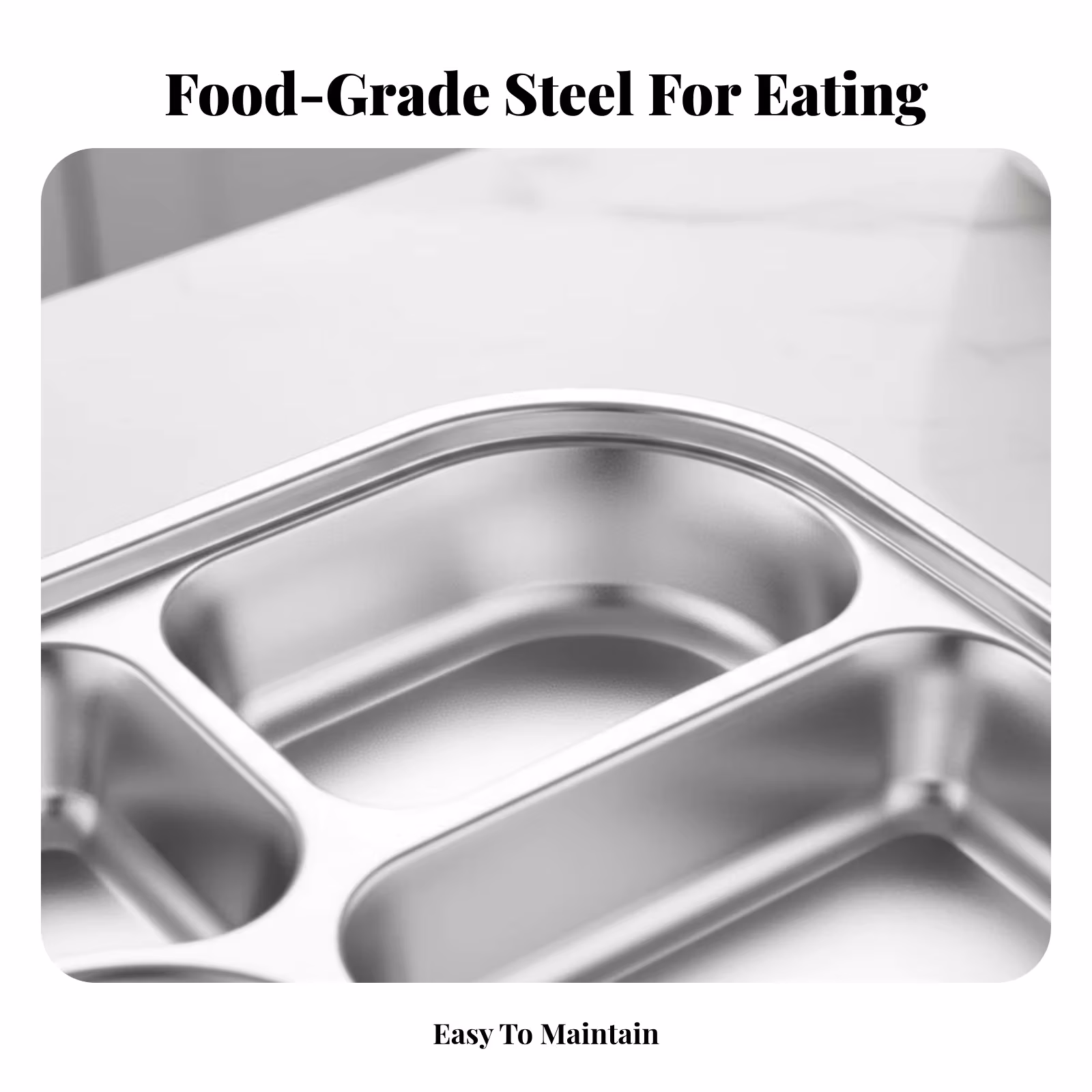 316 Stainless Steel Lunch Box, Food Grade Bento Box, Leakproof Compartment Tray for Students & Office, Portable with Lid