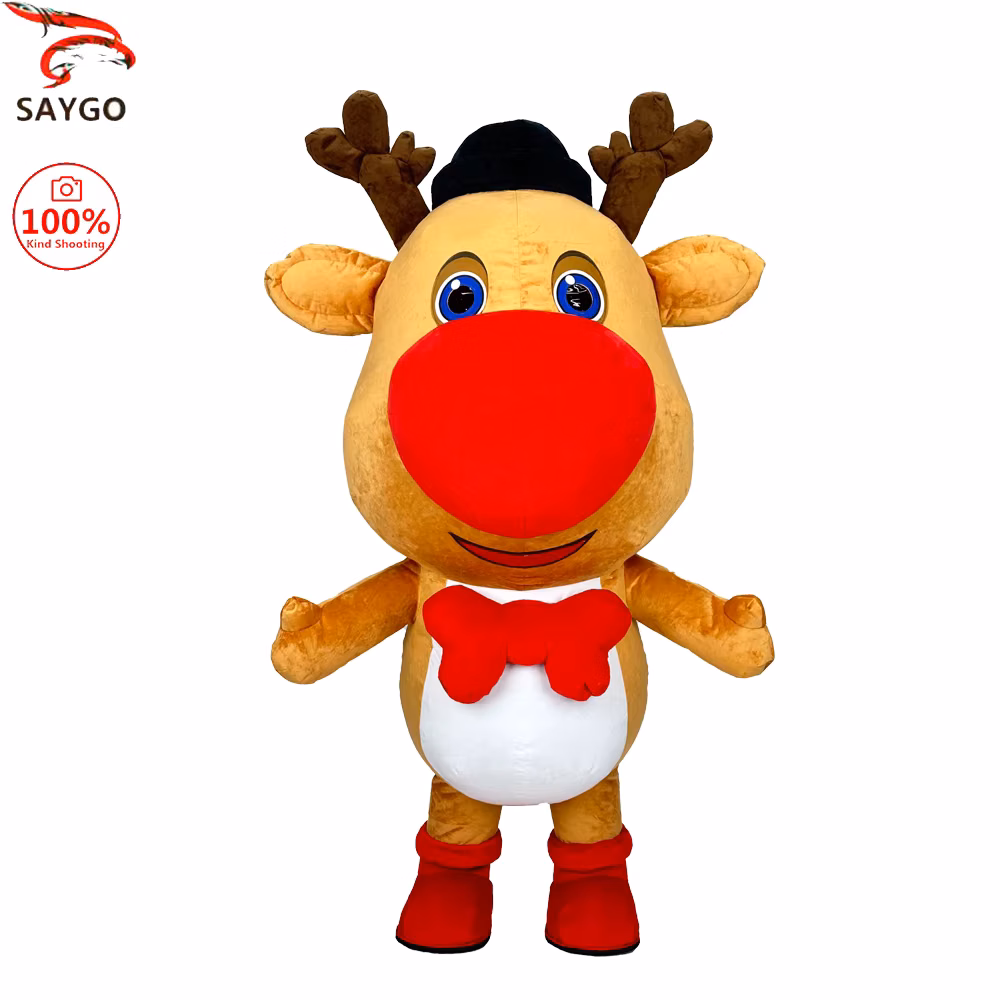 Saygo Christmas Deer Inflatable Plush Costume Adult Character Mascot Halloween Character Cosplay Party Performance Costume