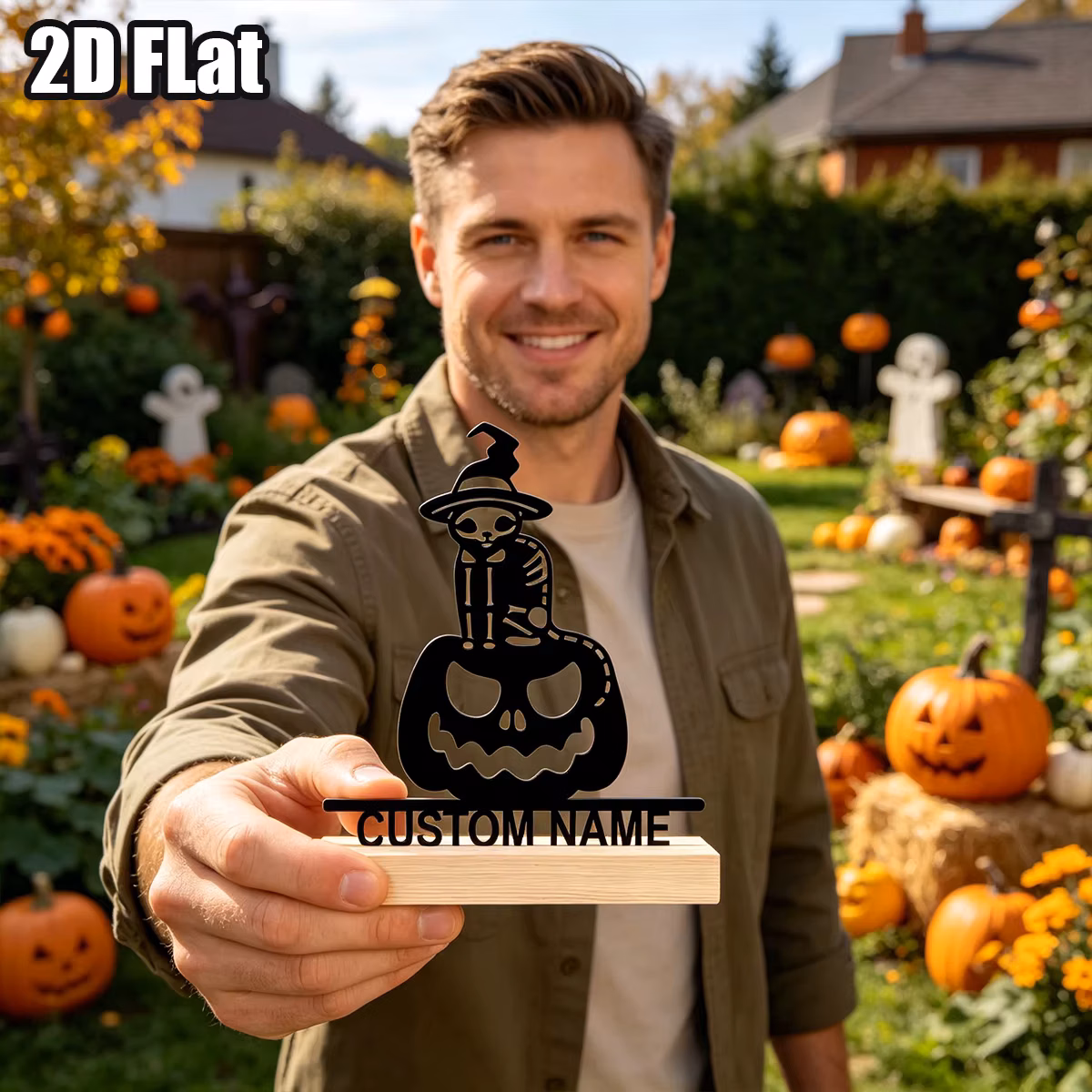 1Pc Custom Cute Pumpkin Candle Wooden Base Metal Ornament,Home Room Desktop Decor,Ideal Birthday Wedding Halloween Festive Gift