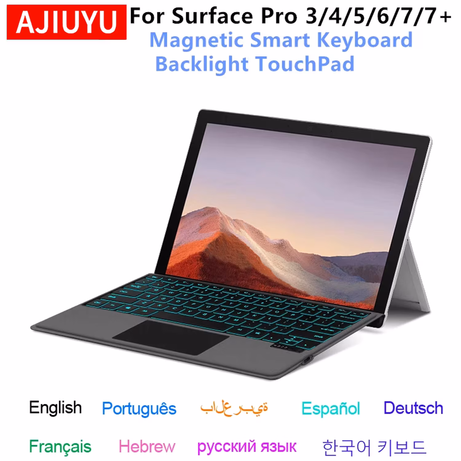 Backlight Keyboard For Microsoft Surface Pro 3 4 5 6 7 7+ Tablet Wireless Magnetic keyboard For surface Pro 7/6/5/4/3/7Plus Case