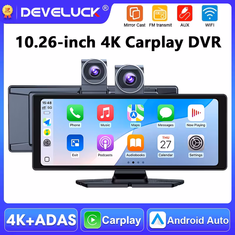 10.26 inch Adas Dash cam 4K Front Camera Wireless Carplay Android Auto Car Intelligent Screen Dashboard Video Recorder Car Dvr