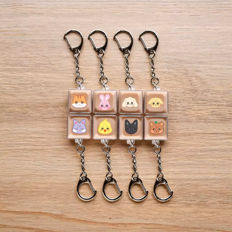 Ateez Glowing Creative Simulation Mechanical Keyboard Keycap Keyring Lovely Bag Decorative Hanging Ornament