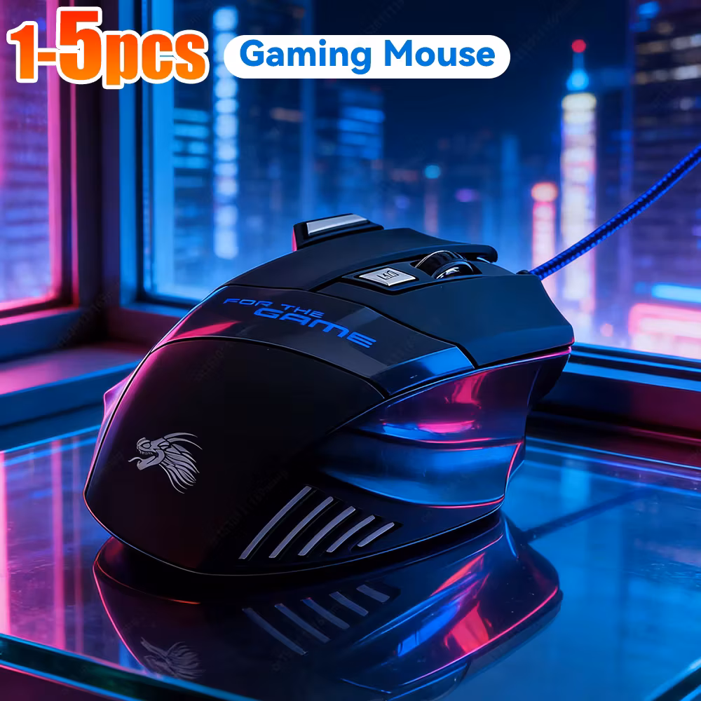 Wired Optical Computer Gaming Mice PC Gamer Mouse 7-Color Backlit Dpi Adjustable Laptop Desktop Professional Computer Mouse