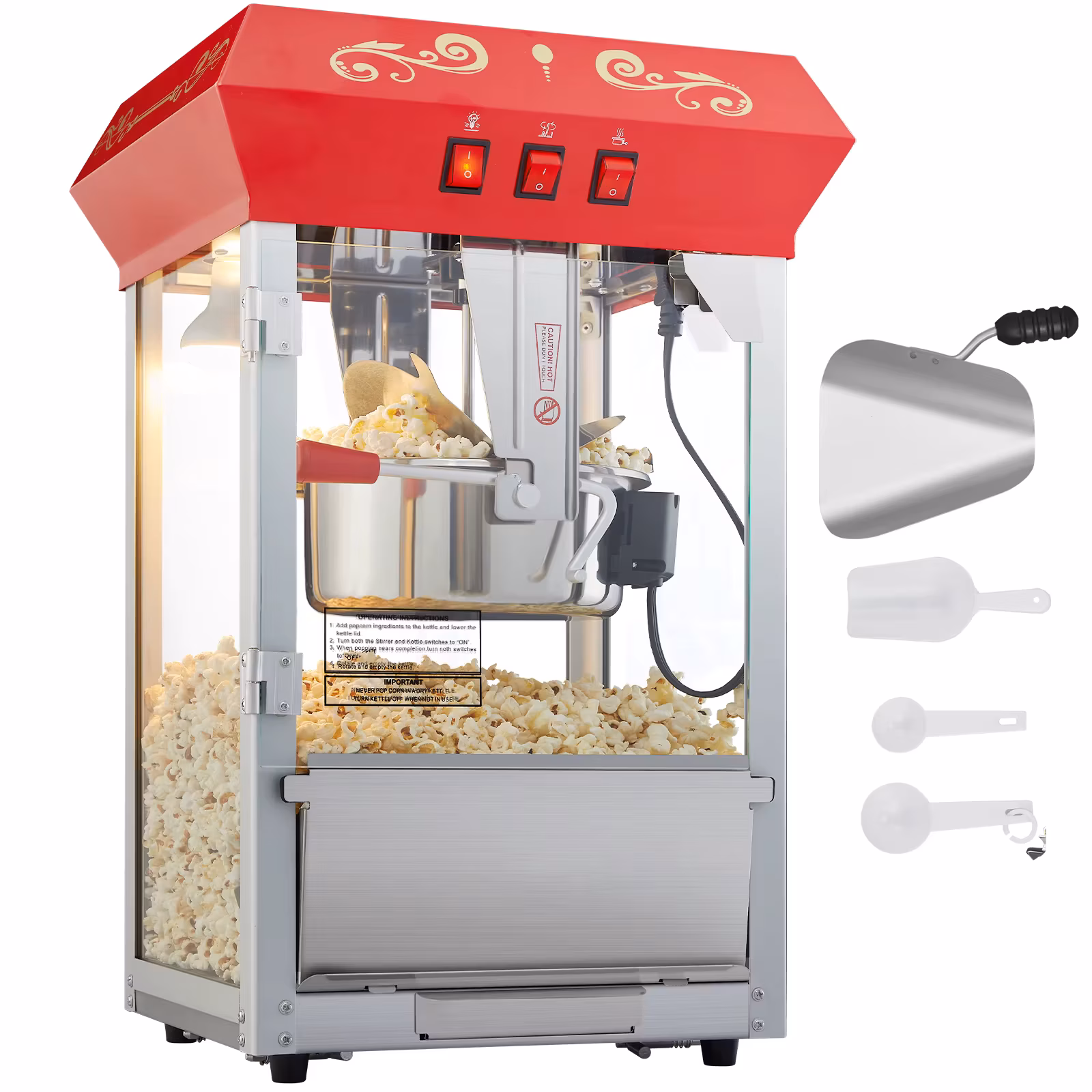 SucceBuy 8 12Oz Popcorn MakerPopcorn Popper Machine Kettle Makes Countertop Popcorn Maker with Tempered Glass