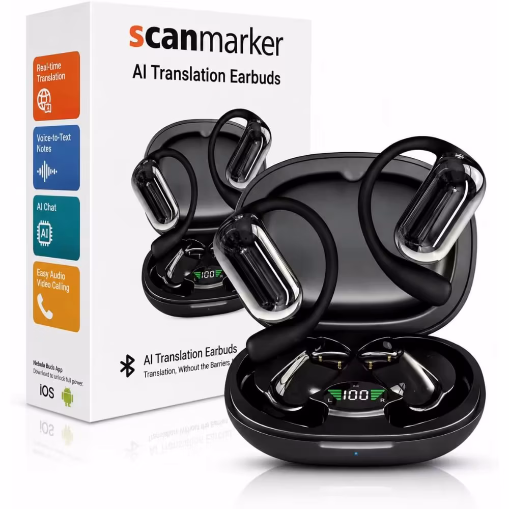 Real-Time Translation Earbuds: 144+ Languages, 60H Playtime, Noise Cancellation for Business & Learning