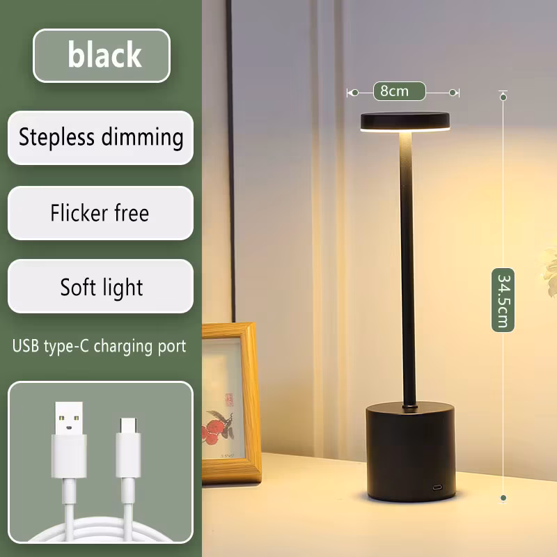 Led Rechargeable Touch Metal Table Lamp Three Colors Bedside Cordless Desk Lamp Bar Outdoor Decoration Led Night Light
