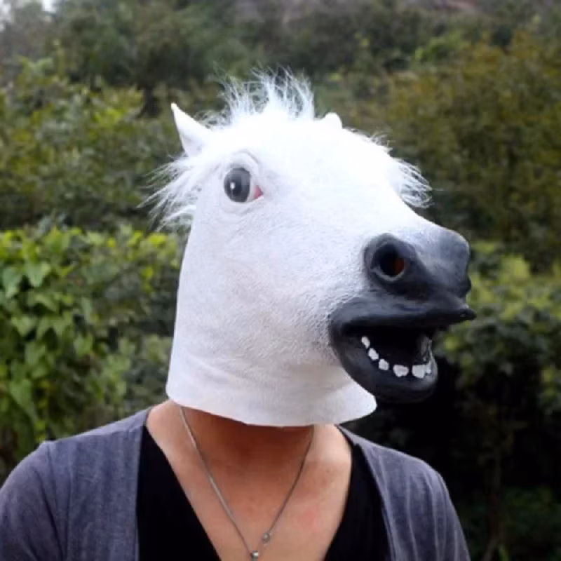 White Horse Masks Girl Funny Horse Head Mask Latex Animal Mask Novelty Halloween Cosplay Costumes Headgear Mascara De Latex