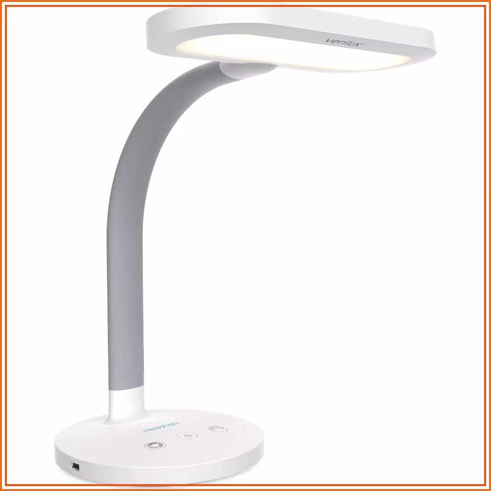 2-in-1 Light Therapy & Task Desk Lamp - UV-Free Full Spectrum Led, 10,000 Lux, Adjustable Brightness & Color, Flexible Gooseneck, Usb Charging