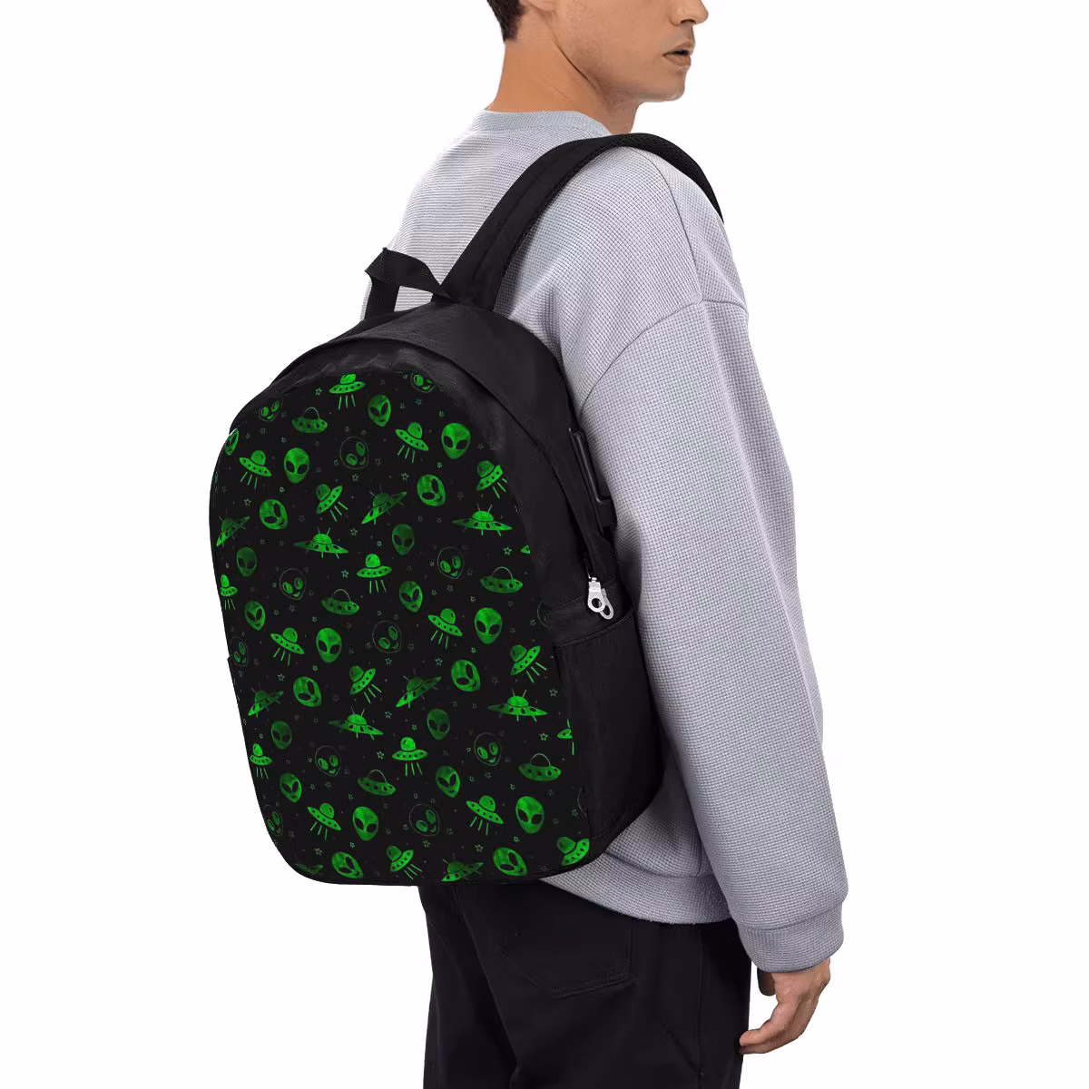 Aliens And UFOs Pattern Backpack Travel Notebook Bag Computer College Student School Bag Laptop Shoulder Bags for Men Women
