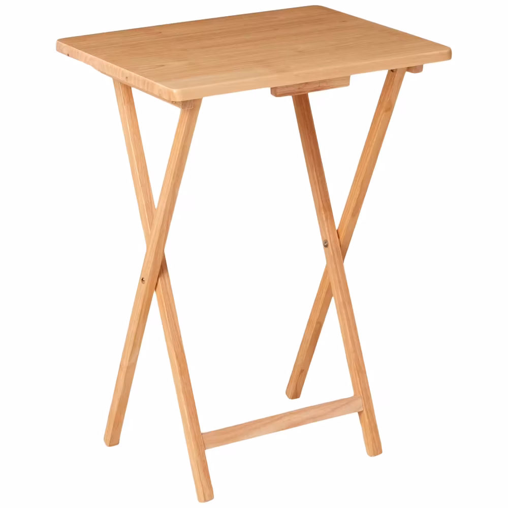 Rubberwood TV Tray Table Foldable Portable Snack Bed Desk Natural Wooden Folding Tray Stand for Laptop Eating Breakfast Living Room