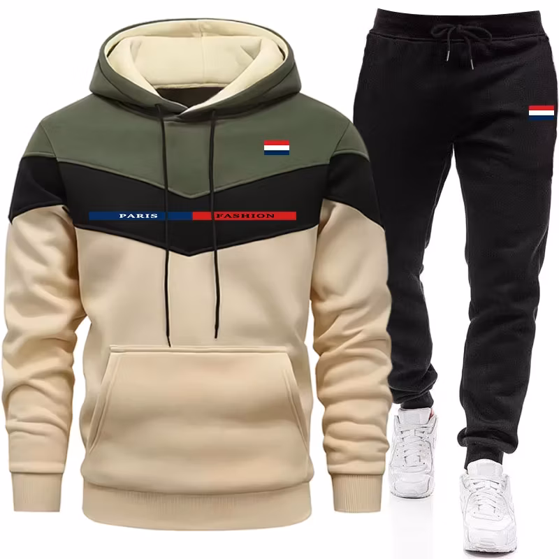 Fall Winter Daily Casual Sports Jogging Suit Outdoor Comfort Hoodie Outfits Paris Fashion Men's Set Hooded Sweatshirt Sweatpants