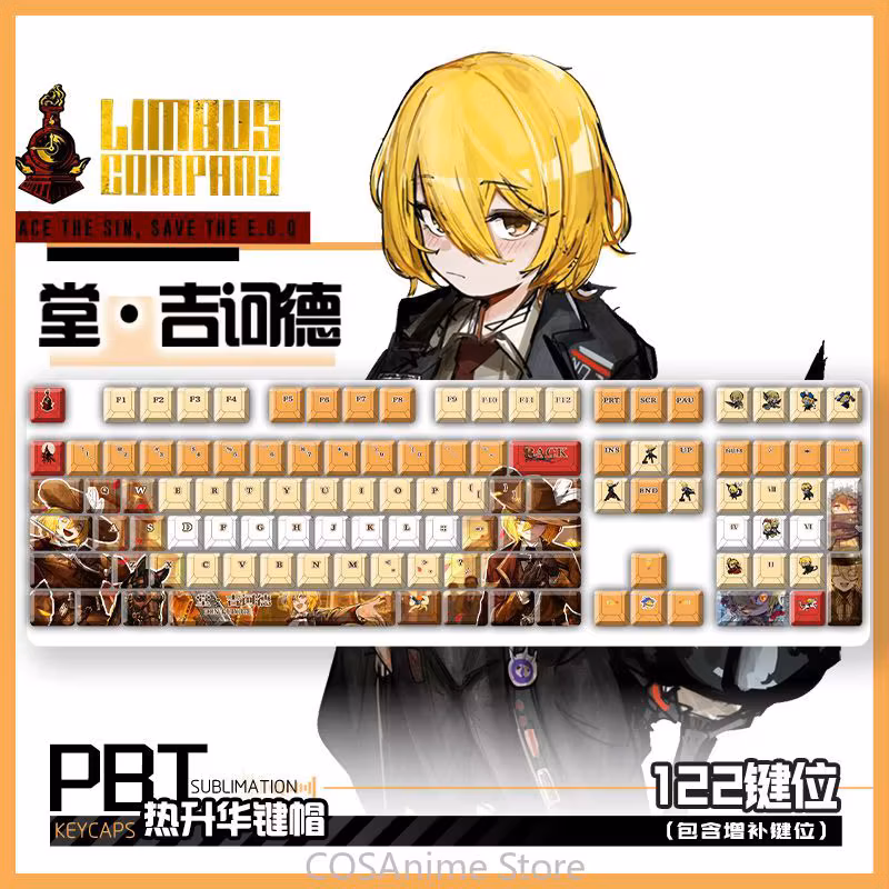 Anime Limbus Company Don Quixote Cosplay Keycaps Profile Pbt Thermal Sublimation Mechanical Keyboard Game Keycaps Birthday Gift