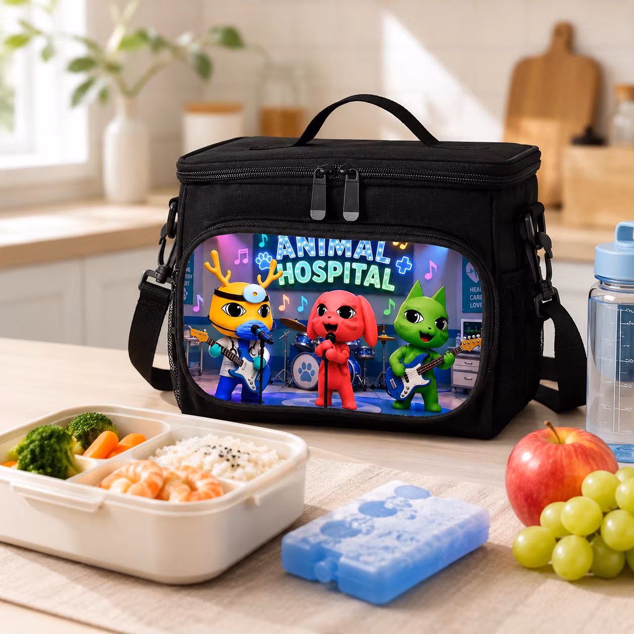 Insulated Lunch Bag Cooler Tote Animal Hospital Cartoon Lunch Box Thermal Food Storage Bag For Kids Students Picnic