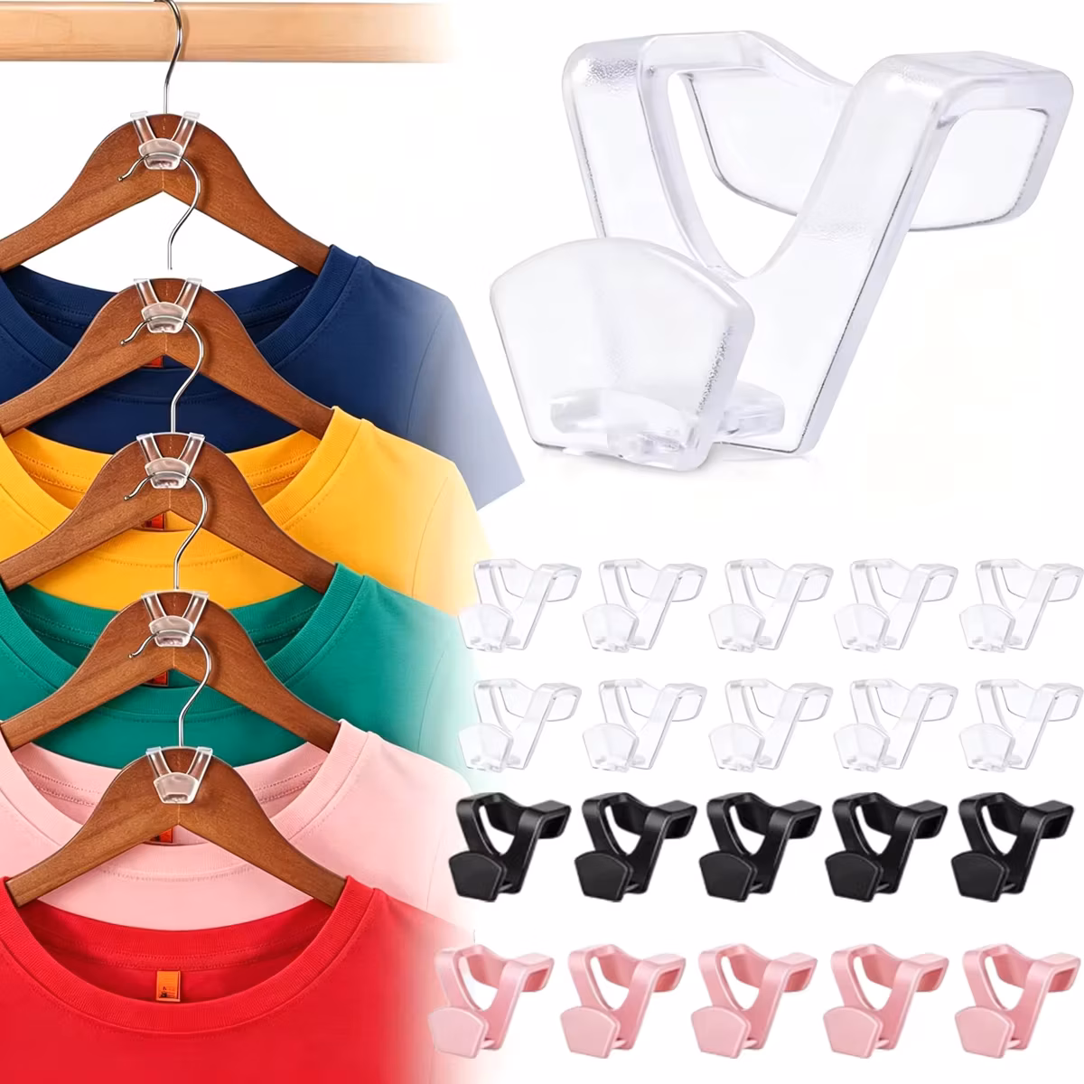 20Pcs Closet Organizers, Space Saving Hanger, College Dorm Essentials for Girls, Multicolored Clothes Hangers Connectors