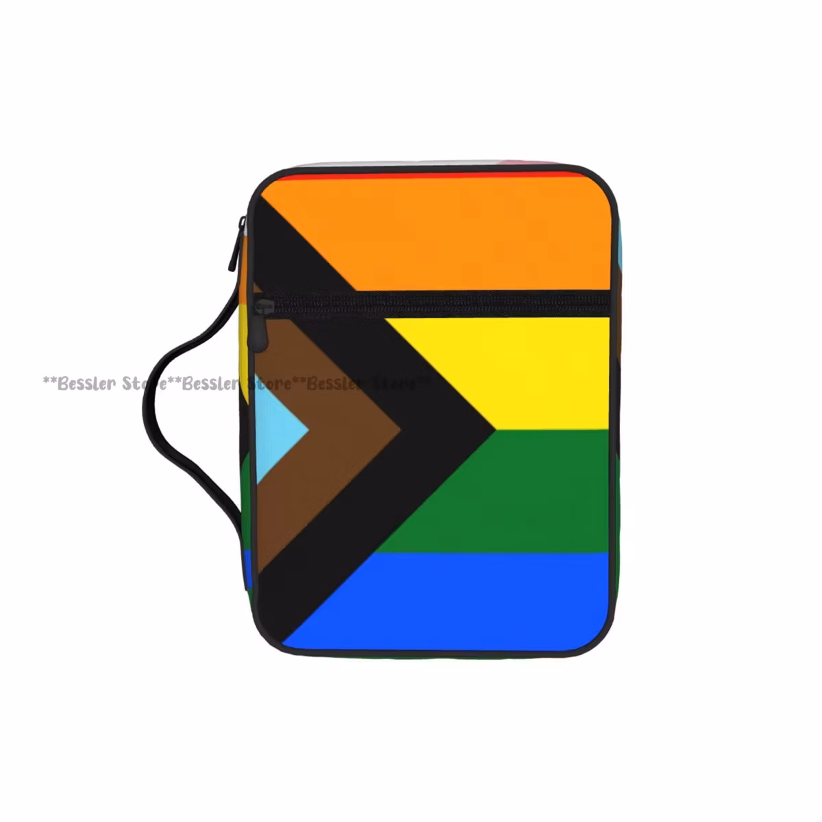 Bible Cover Carrying Book Case Church Bag Progress Pride Flag Bible Protective with Handle Zipper Pocket Tablet Handbag