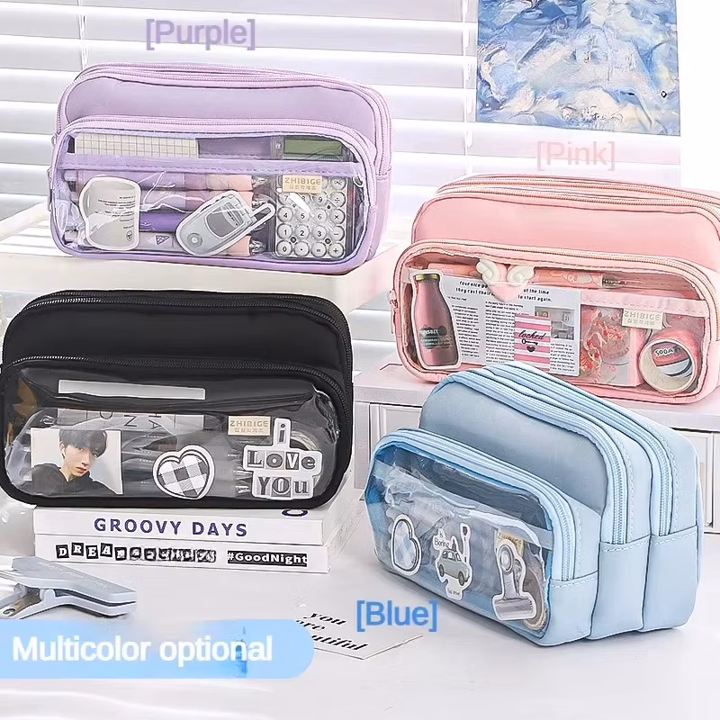 Transparent Pencil Case Large Capacity Simple Pencil Case Multifunctional Student Stationery Storage Bag
