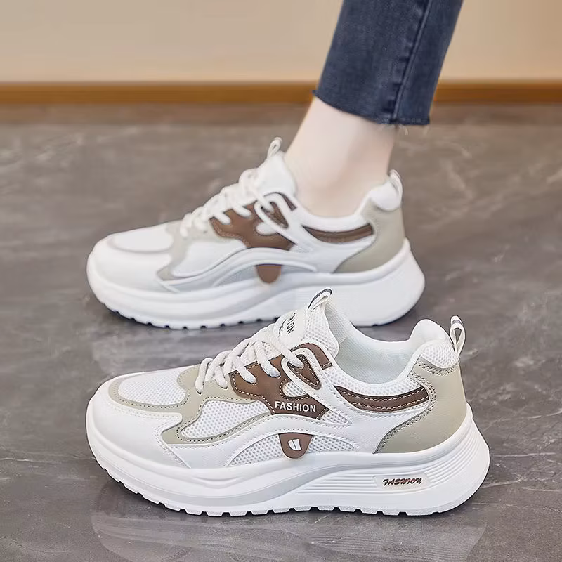 Mesh breathable sports shoes for women spring dad shoes, lightweight and soft soled running white shoes